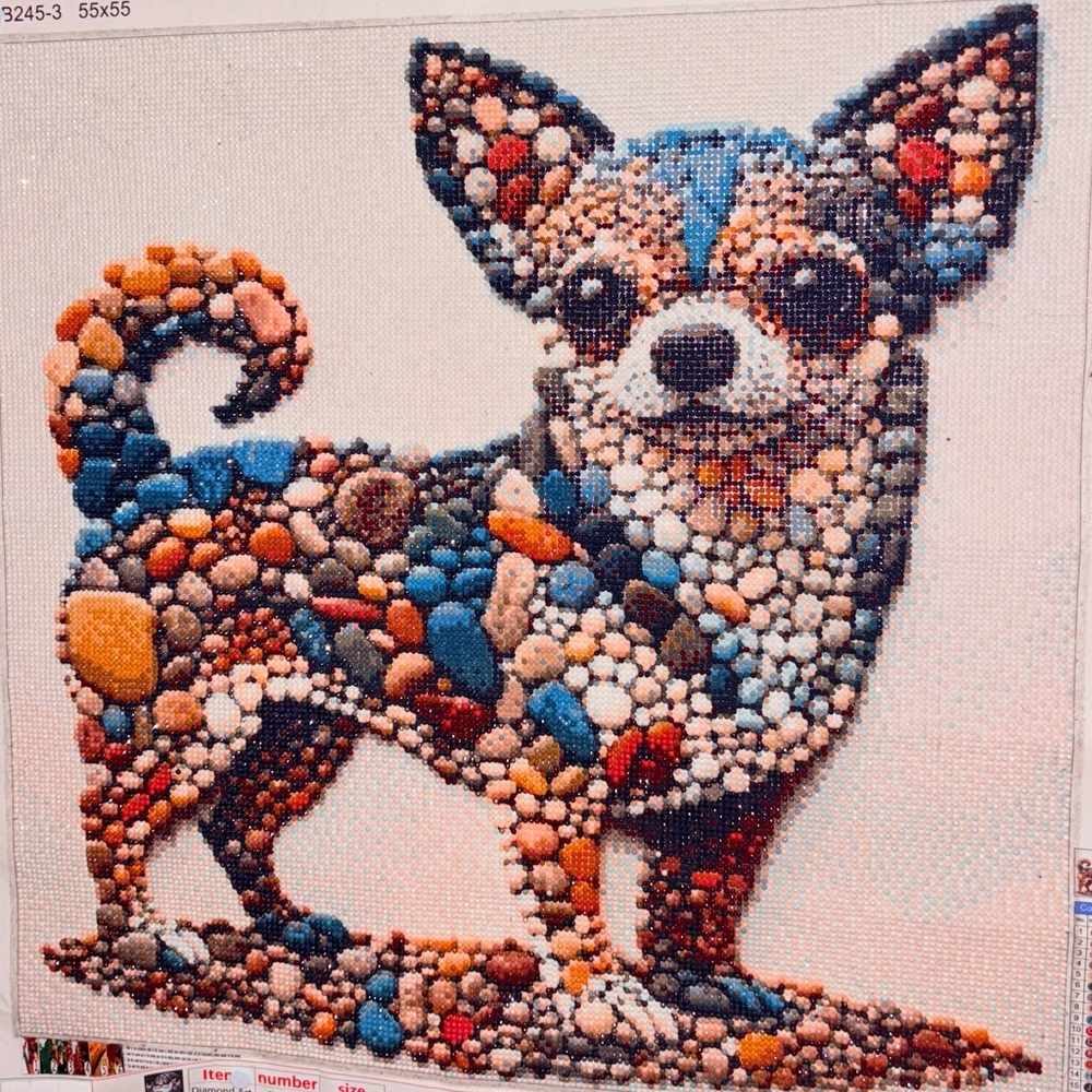 Vibrant Blue and Orange Dog Art Kit with Mosaic Design